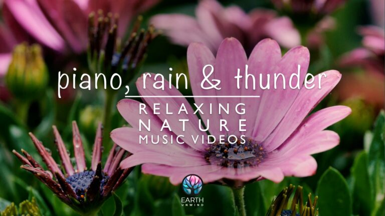 1-hr Relaxing piano music with rain and thunder